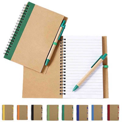 MOQ 6pcs Environmentally Spiral Notebook With Eco Pen