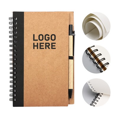 Kraft Softbound Spiral Notebook with Pen